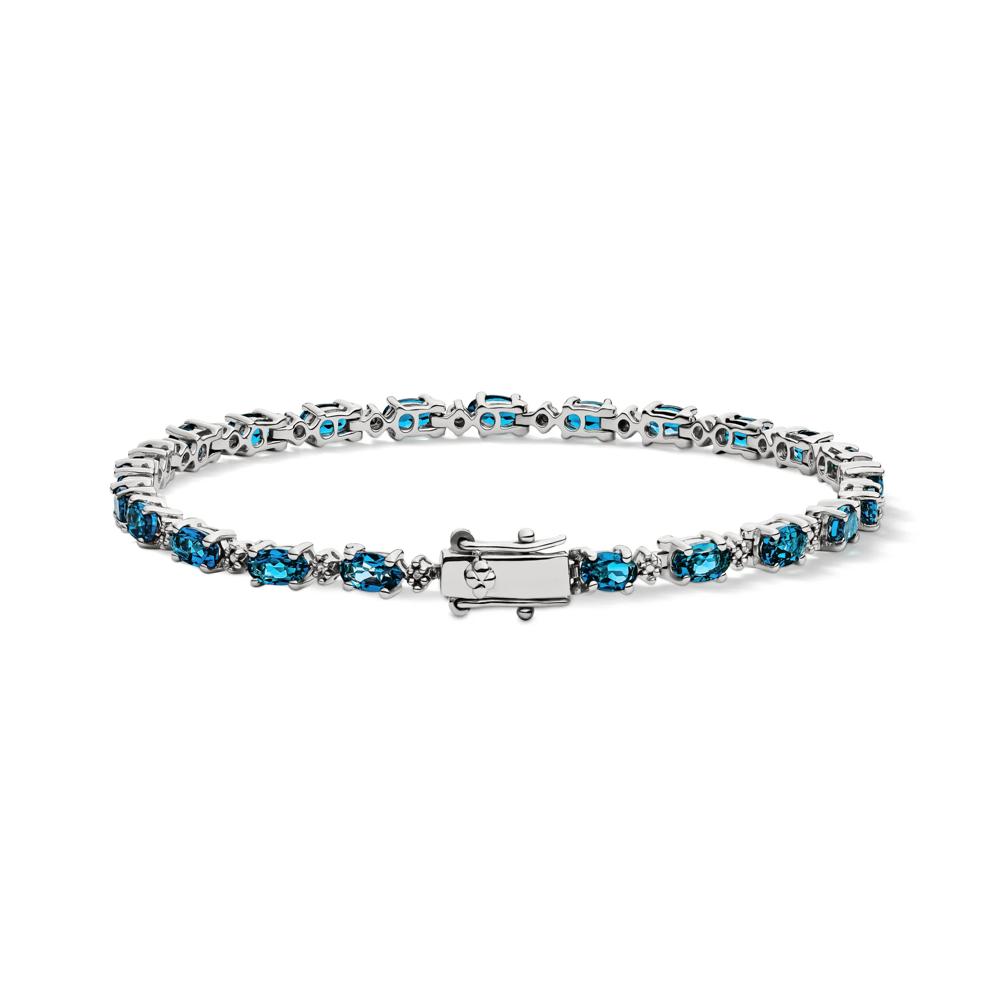 London Blue Topaz &amp; Diamond Bracelet in Sterling Silver – Image 2 of 2