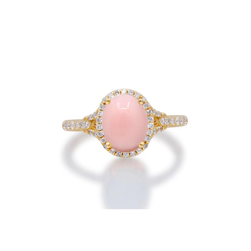 Pink Opal and Diamond Halo Ring in 10K Yellow Gold &#40;1/4 ct. tw.&#41; – Image 5 of 5