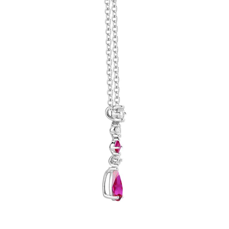 Lab-Created Ruby &amp; Lab-Created White Sapphire Drop Pendant in Sterling Silver – Image 2 of 3
