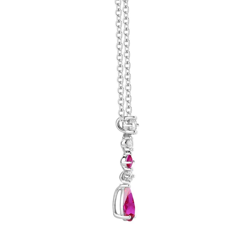 Lab-Created Ruby &amp; Lab-Created White Sapphire Drop Pendant in Sterling Silver – Image 2 of 3