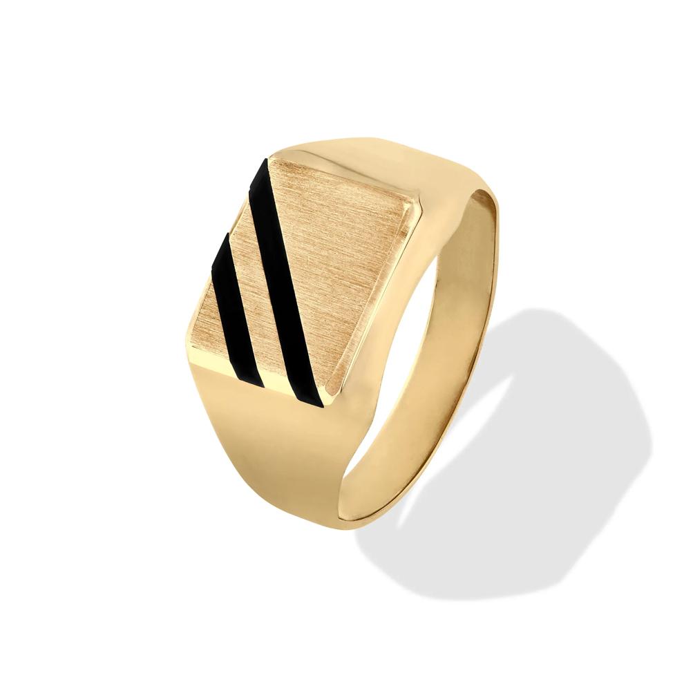 Men's Onyx Striped Ring in 14K Yellow Gold – Image 4 of 4
