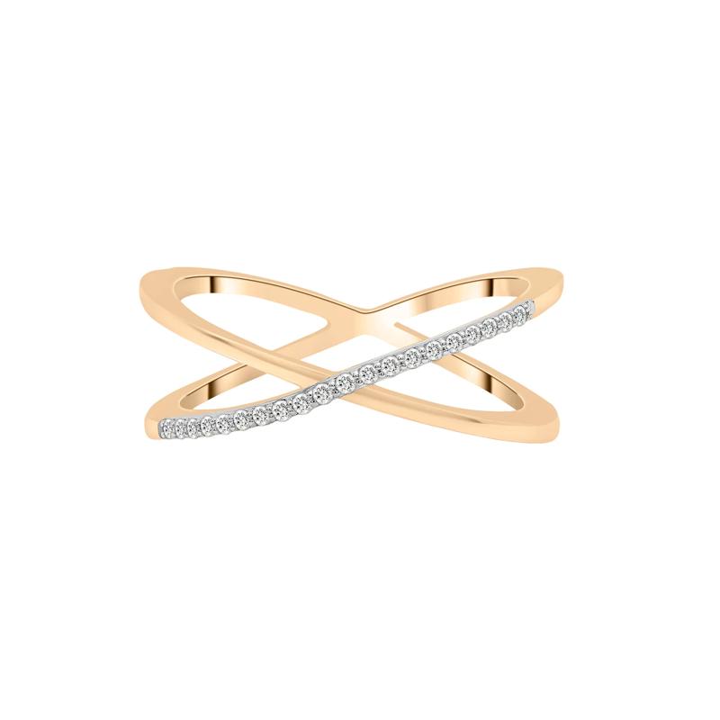 Diamond &#39;X&#39; Ring in Vermeil &#40;1/10 ct. tw.&#41; – Image 1 of 7