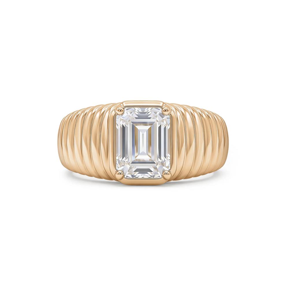 Lab-Created White Sapphire Octagon Ring in 14K Gold Vermeil – Image 1 of 4