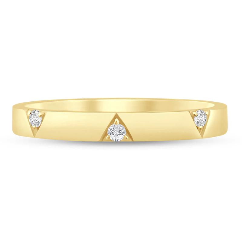 Diamond Anniversary Stack Band in 10K Yellow Gold &#40;1/10 ct. tw.&#41; – Image 1 of 3