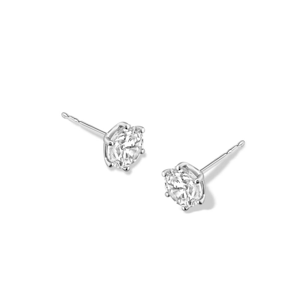 Lab Grown Diamond Round Six-Prong Solitaire Stud Earrings in 10K White Gold (2 1/2 ct. tw.) – Image 1 of 3