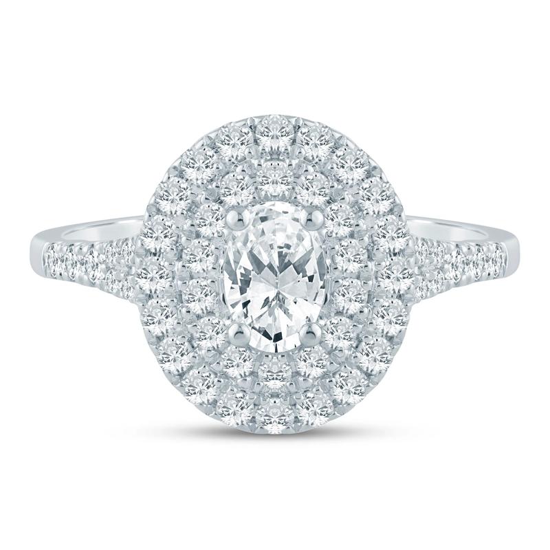 Diamond Double Halo Engagement Ring in 14K White Gold (1 ct. tw.) – Image 1 of 3
