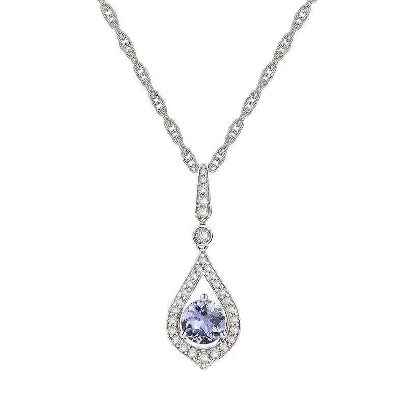 Tanzanite &amp; 1/7 ct. tw. Diamond Pendant in 10K White Gold – Image 1 of 1