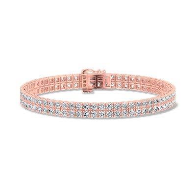 Lab Grown Diamond Double Row Bracelet in 10K Rose Gold (5 ct. tw.)
