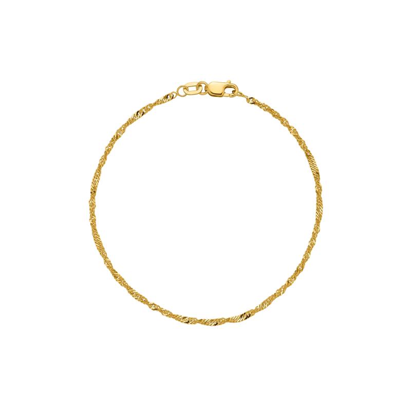 Singapore Chain and Silky Herringbone Chain Bracelet Box Set in 10K Yellow Gold, 7&quot; – Image 3 of 6