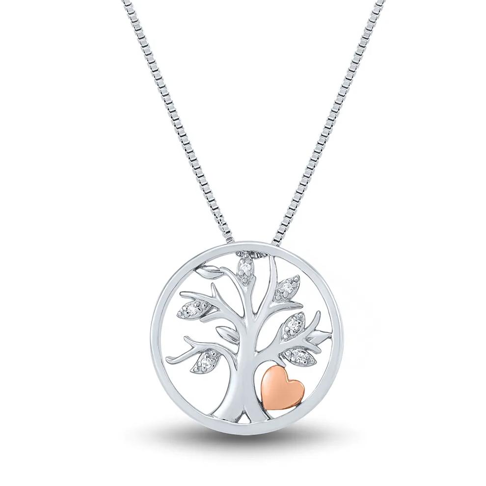Diamond Tree of Life Pendant in Sterling Silver – Image 1 of 3
