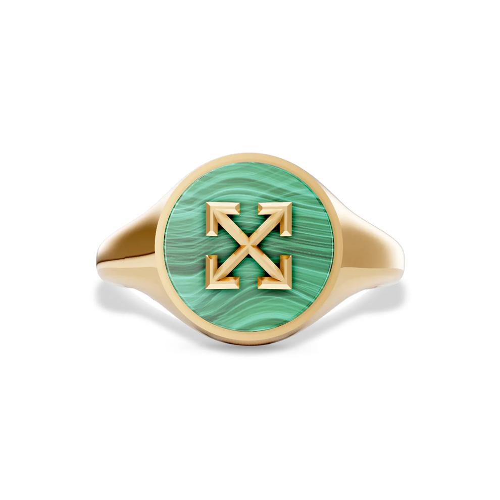 Men's Malachite Arrow Design Ring in 18K Gold Vermeil – Image 1 of 4