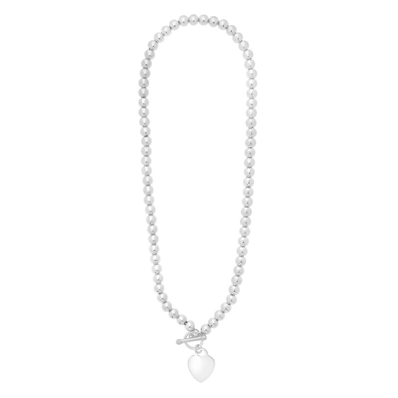 Heart Disc Bead Necklace in Sterling Silver – Image 2 of 2
