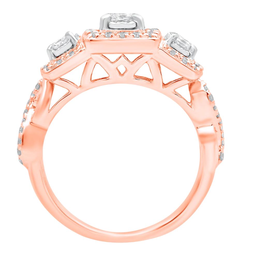 Princess-Cut Diamond Three-Stone Ring in 10K Rose Gold (1/2 ct. tw.) – Image 2 of 3
