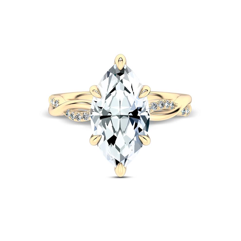 Lab Grown Diamond Marquise Center Twist Shank Engagement Ring in 14K Yellow Gold (3 ct. tw.) – Image 1 of 4