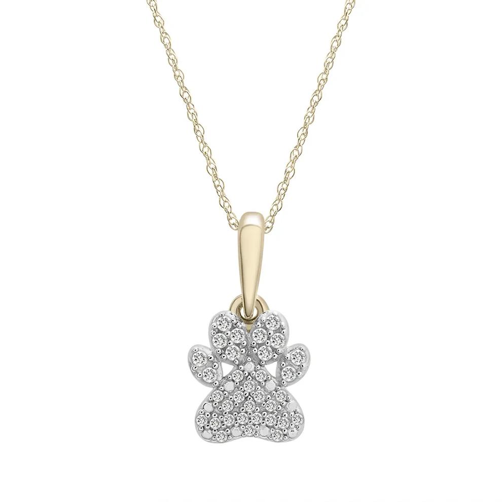 Diamond Dog Paw Pendant in 10K Yellow Gold (1/10 ct. tw.) – Image 1 of 4