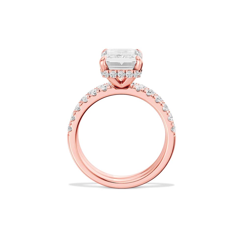 Lab Grown Diamond Emerald-Cut Bridal Set in 14K Rose Gold (5 ct. tw.) – Image 4 of 6