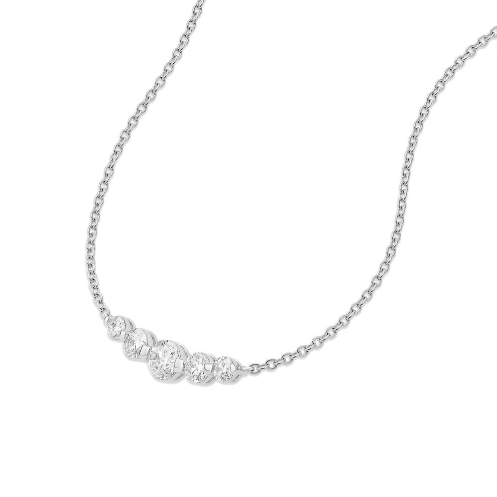 Lab Grown Diamond Five-Stone Frontal Necklace in 10K White Gold (1 3/4 ct. tw.) – Image 4 of 4