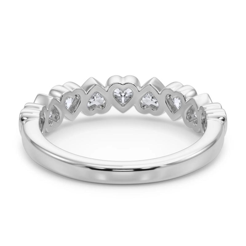 Lab Grown Diamond Heart Bezel Half Eternity Band in Platinum &#40;1 ct. tw.&#41; – Image 4 of 5