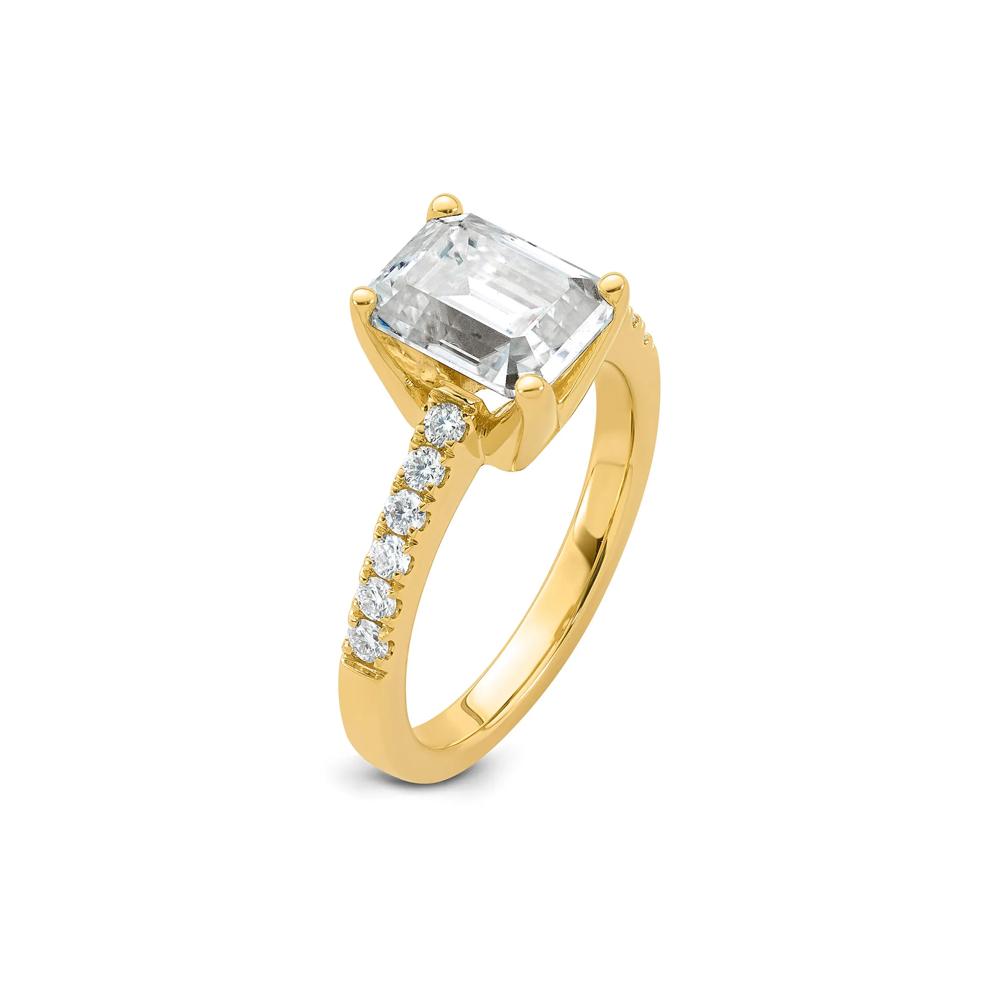 Lab-Created Moissanite Emerald-Cut Ring in 10K Yellow Gold (2 1/2 ct. dew) – Image 3 of 3