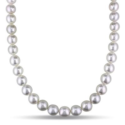 Diamond Accent and South Sea Pearl Necklace in 14K White Gold