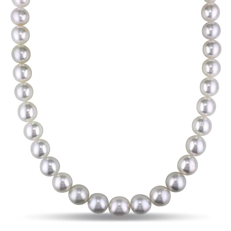 Diamond Accent and South Sea Pearl Necklace in 14K White Gold – Image 1 of 5