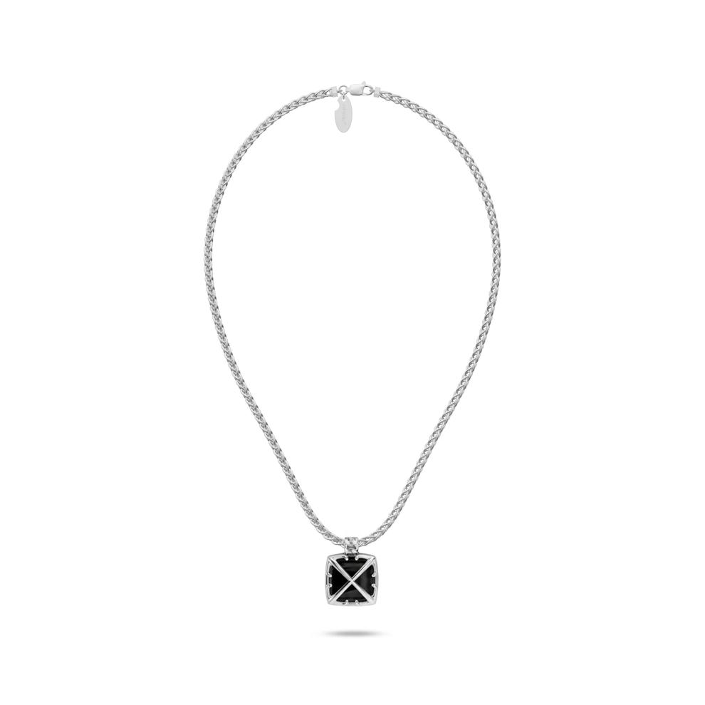 Men's Black Onyx Arrow Design Pendant Necklace in Sterling Silver – Image 3 of 4