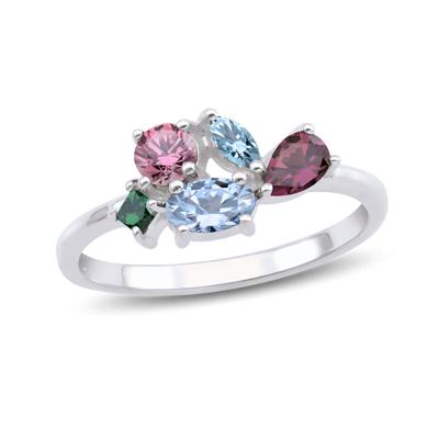 Personalized Gemstone and Diamond Accent Cluster Ring