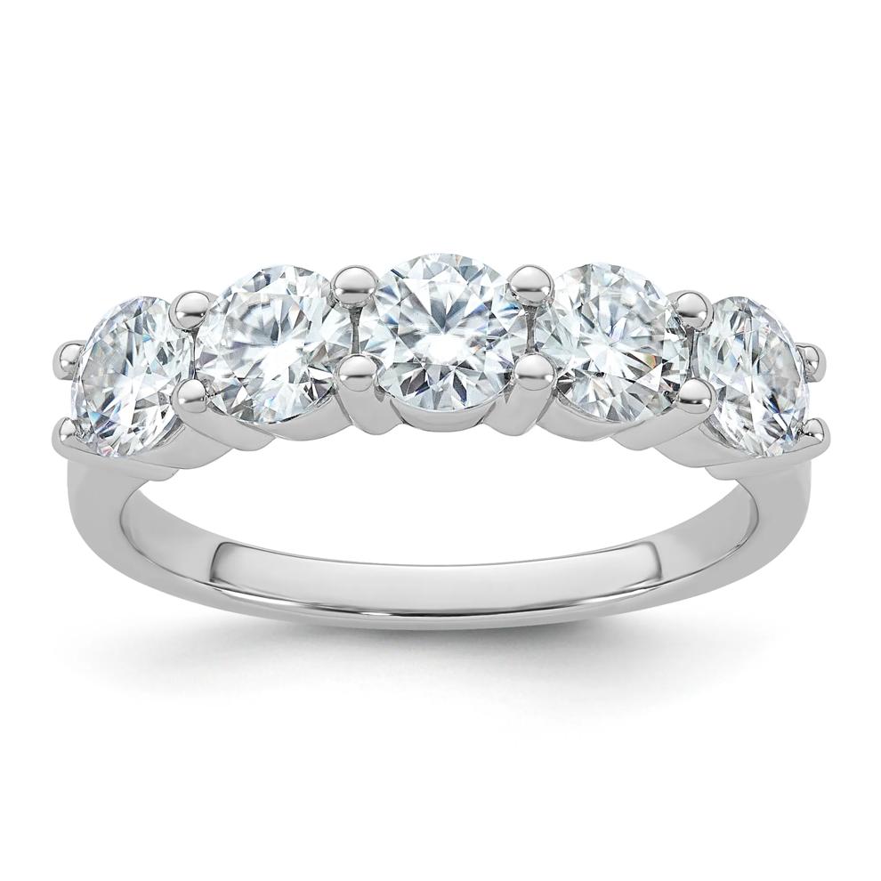 Lab-Created Moissanite Five-Stone Band in 10K White Gold (1 3/5 ct. dew) – Image 1 of 3