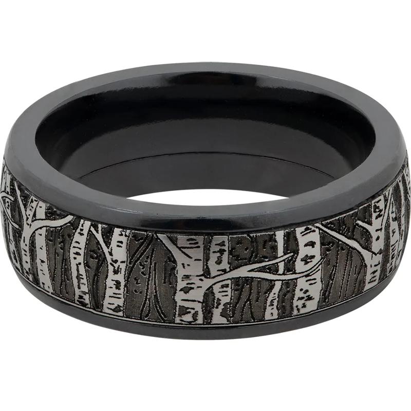 Men&rsquo;s Tree Wedding Band in Cobalt &amp; Black Zirconium, 8mm – Image 1 of 4
