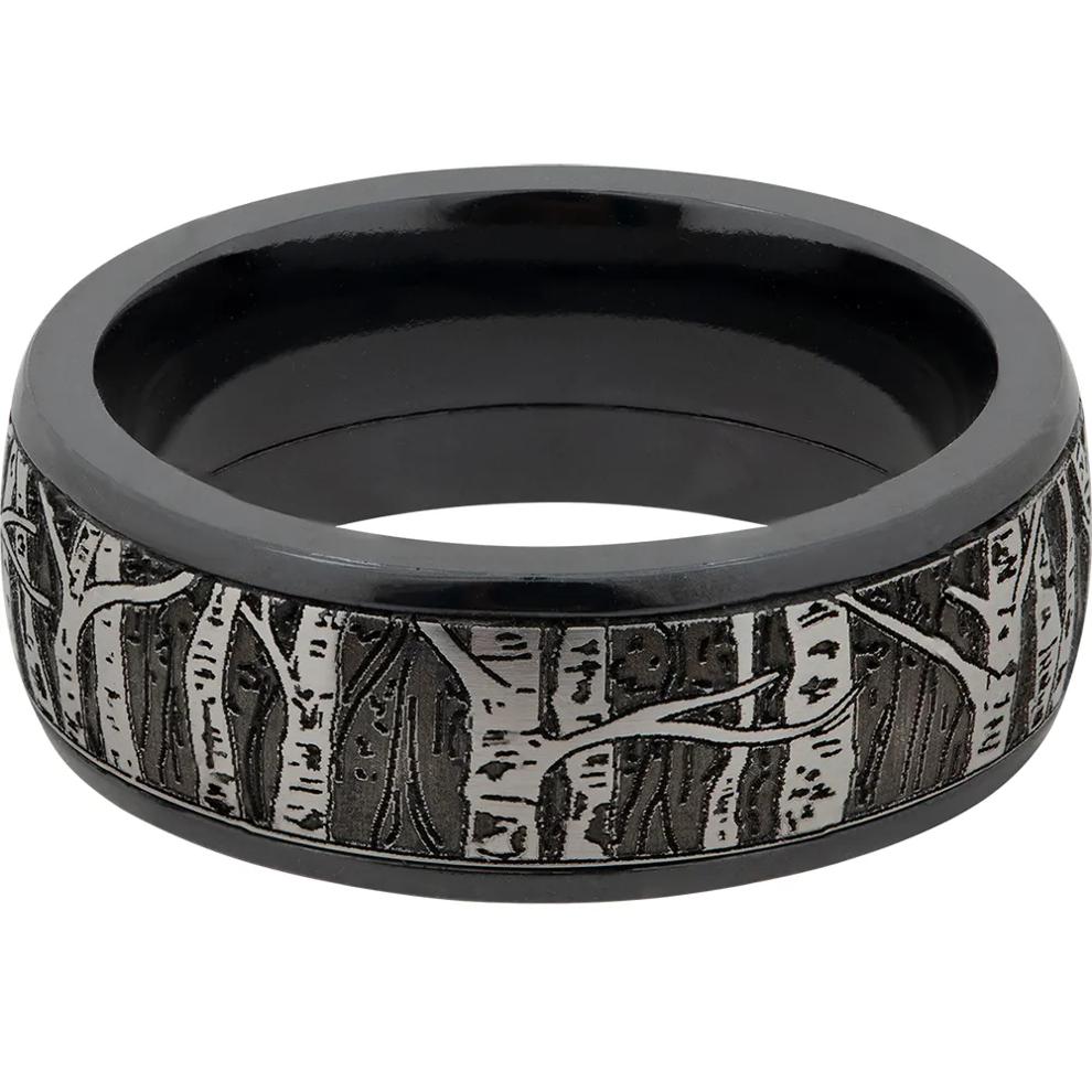 Men&rsquo;s Tree Wedding Band in Cobalt &amp; Black Zirconium, 8mm – Image 1 of 4