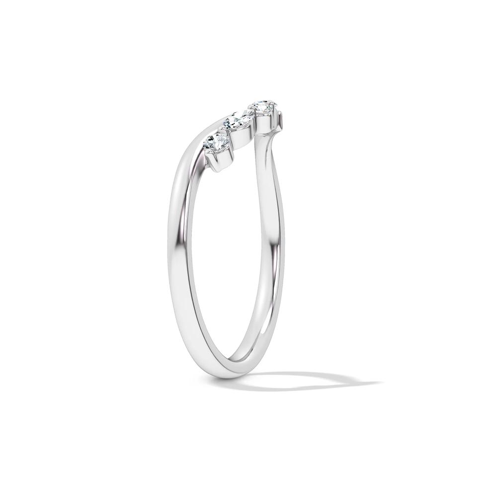 Lab Grown Diamond Offset Contour Band in 14K White Gold (1/10 ct. tw.) – Image 3 of 4