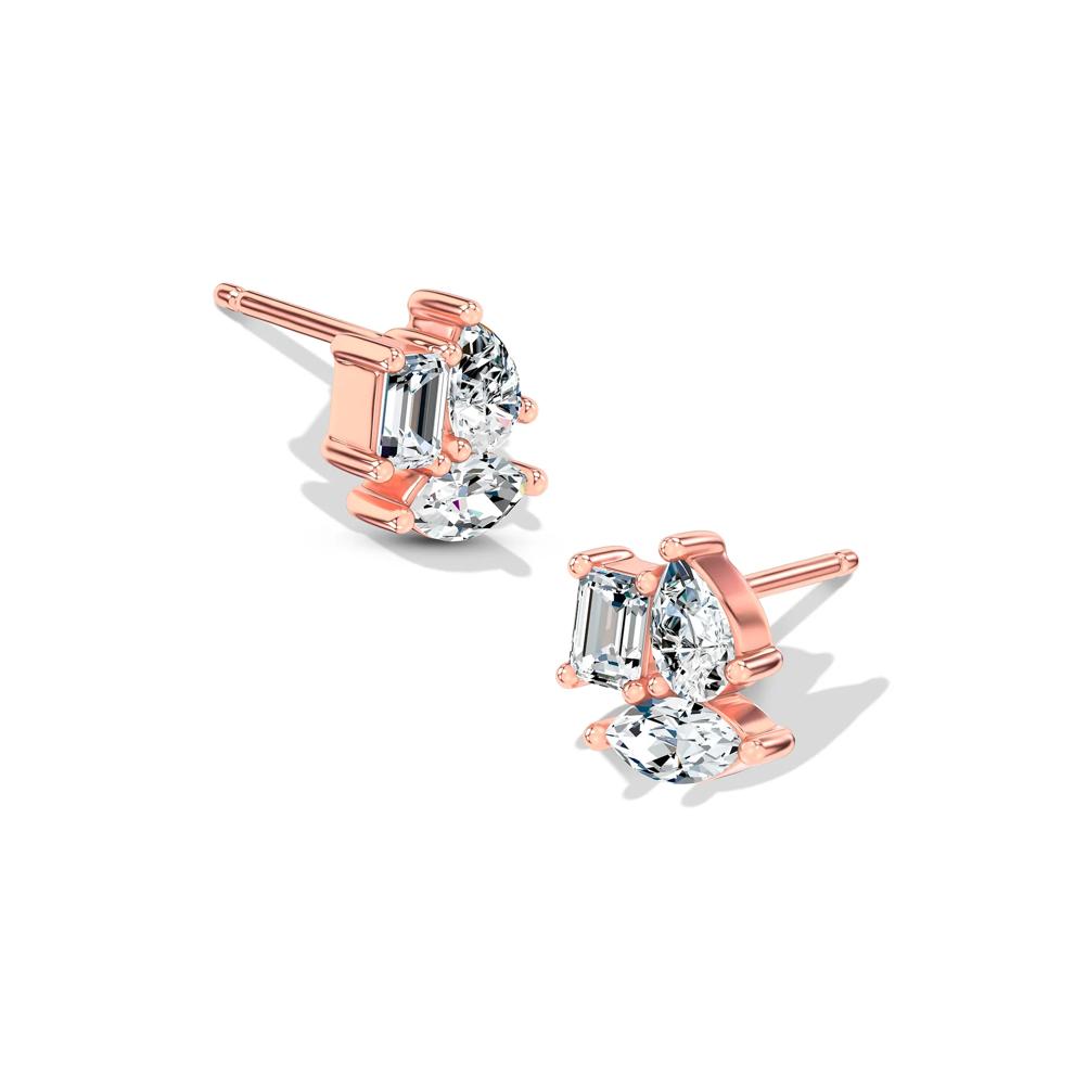 Lab Grown Diamond Mixed Shape Stud Earrings in 14K Rose Gold (1/2 ct. tw.) – Image 1 of 2