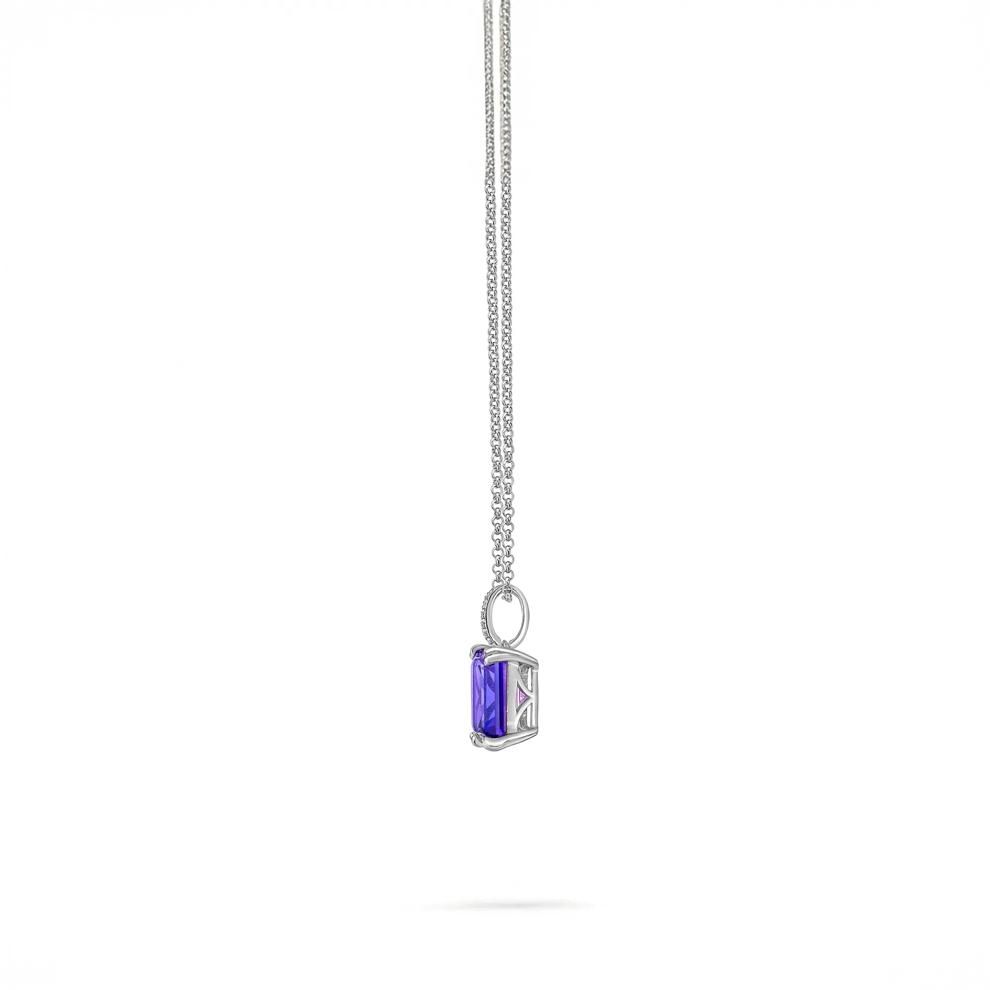 Amethyst and Diamond Pendant in Sterling Silver – Image 2 of 4