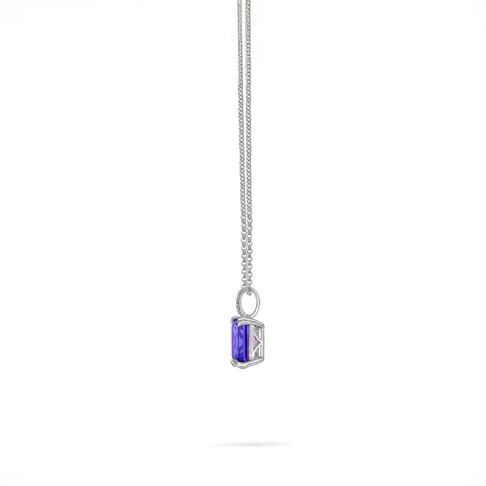 Amethyst and Diamond Pendant in Sterling Silver – Image 2 of 4