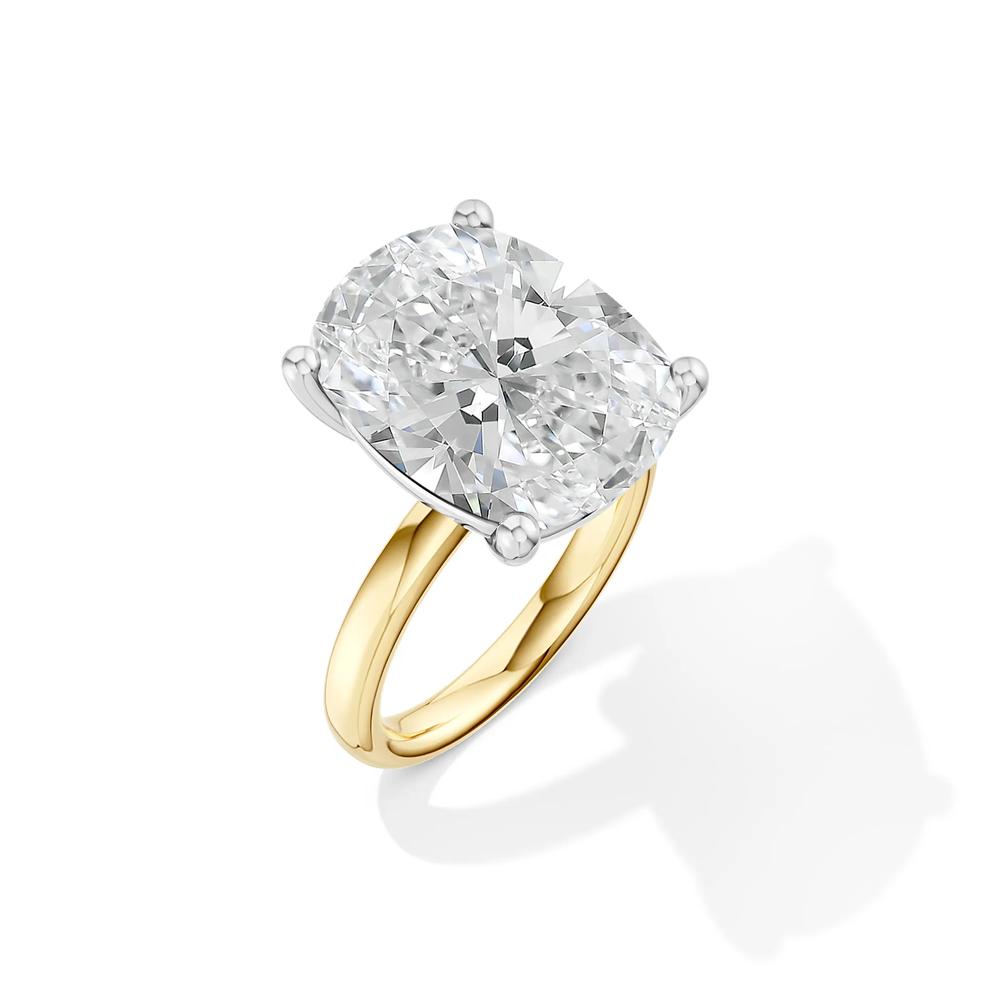 Lab Grown Diamond Elongated Cushion Solitaire Engagement Ring in 14K Yellow &amp; White Gold (10 ct.) – Image 4 of 5