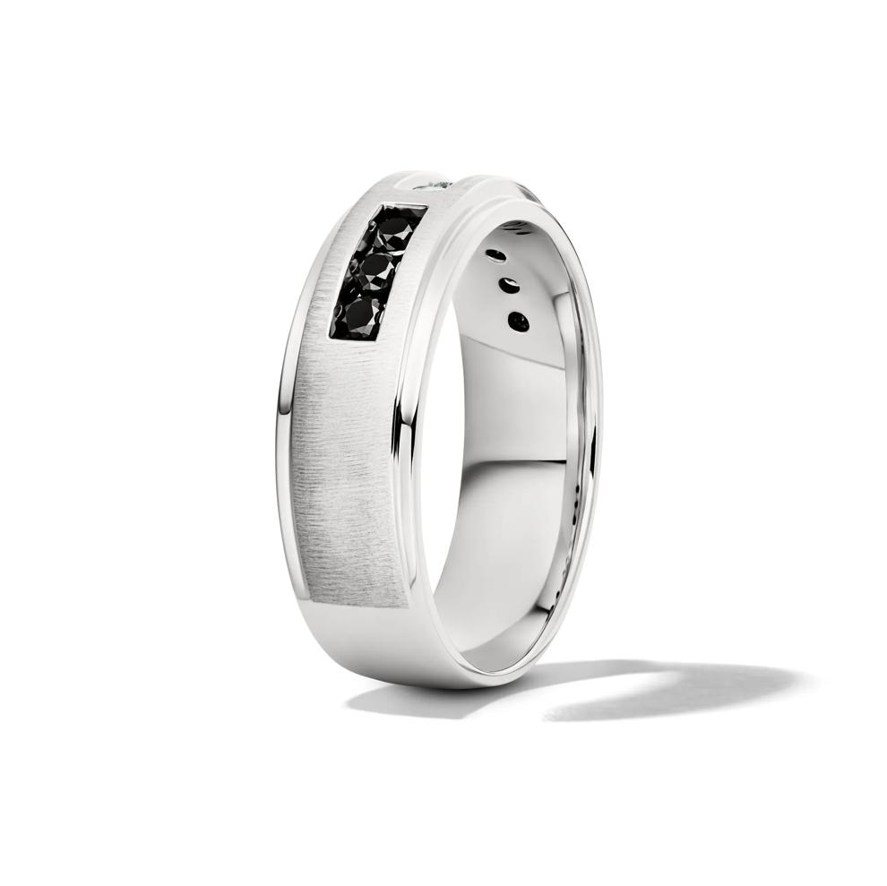 Men's 3/8 ct. tw. Black &amp; White Diamond Ring in 10K White Gold – Image 3 of 4
