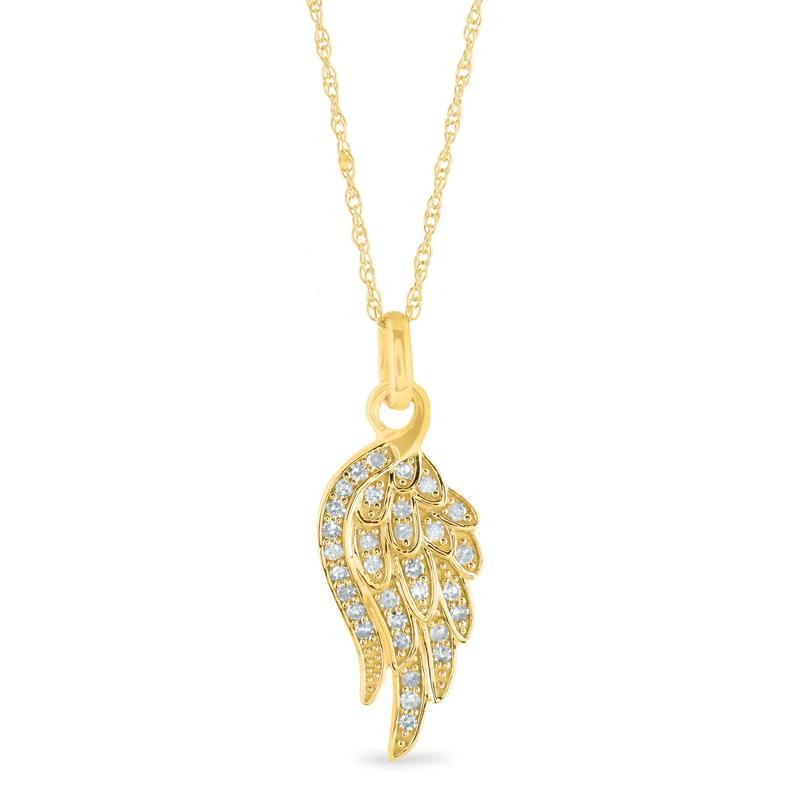 Diamond Wing Pendant in 14K Yellow Gold (1/7 ct. tw.) – Image 1 of 3