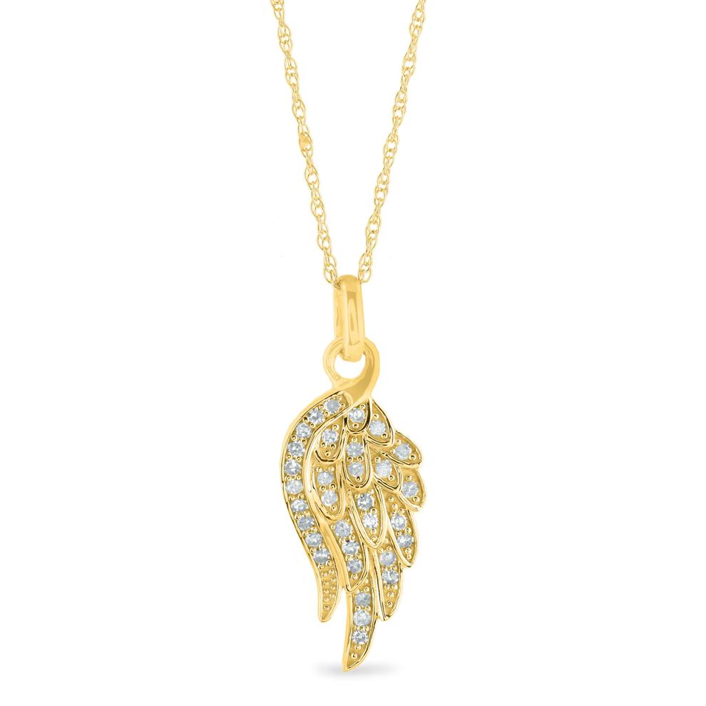 Diamond Wing Pendant in 14K Yellow Gold (1/7 ct. tw.) – Image 1 of 3