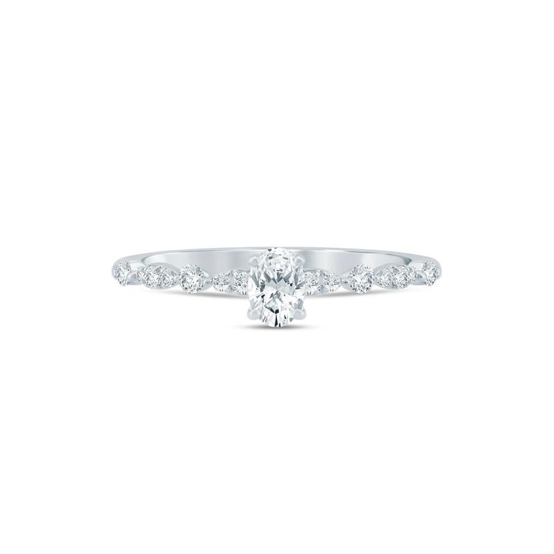 Lab Grown Diamond Oval Promise Ring in Sterling Silver &#40;3/8 ct. tw.&#41; – Image 1 of 3