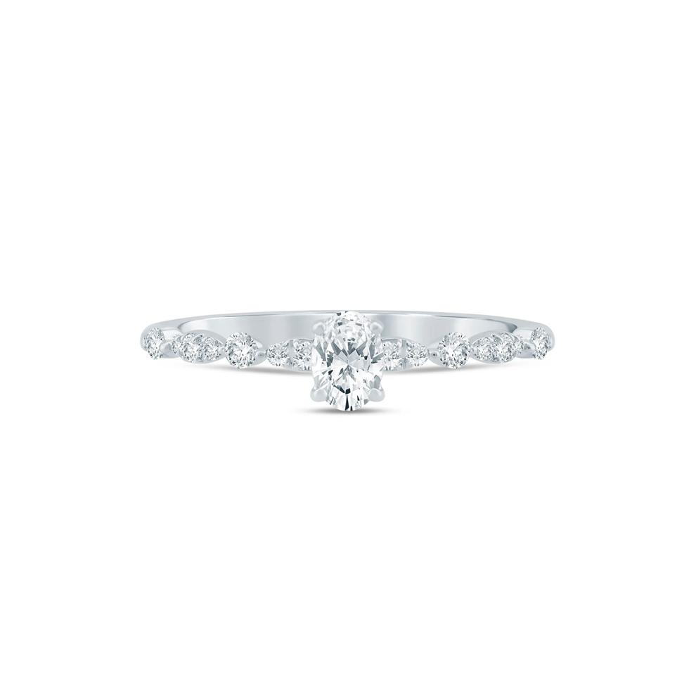 Lab Grown Diamond Oval Promise Ring in Sterling Silver (3/8 ct. tw.) – Image 1 of 3