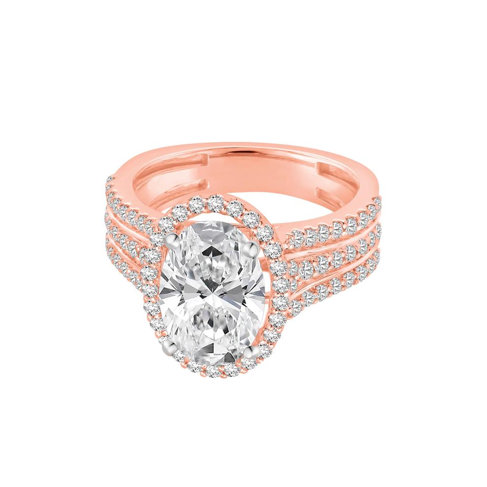 Lab Grown Diamond Oval Halo Engagement Ring in 14K Rose and White Gold (4 1/4 ct. tw.) – Image 4 of 4