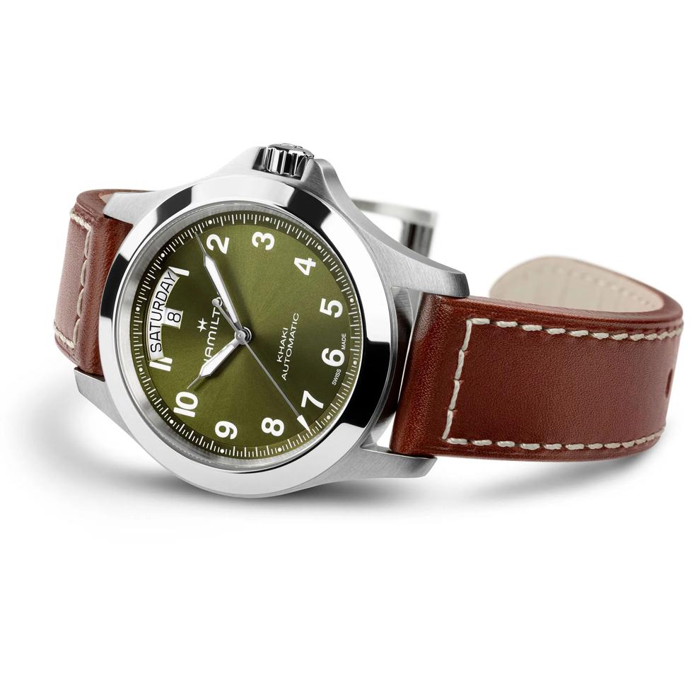 Khaki Field King Day-Date Watch with Brown Leather Strap – Image 3 of 4