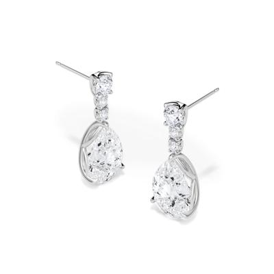 Lab Grown Diamond Pear-Shaped & Round Drop Earrings in 14K White Gold (9 ct. tw.)