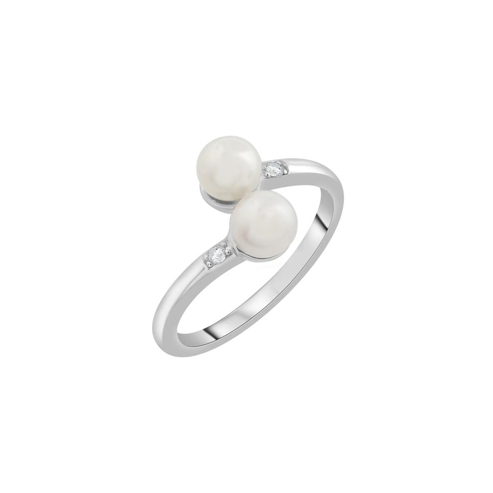Freshwater Pearl and Diamond Accent Bypass Ring in Sterling Silver – Image 5 of 5