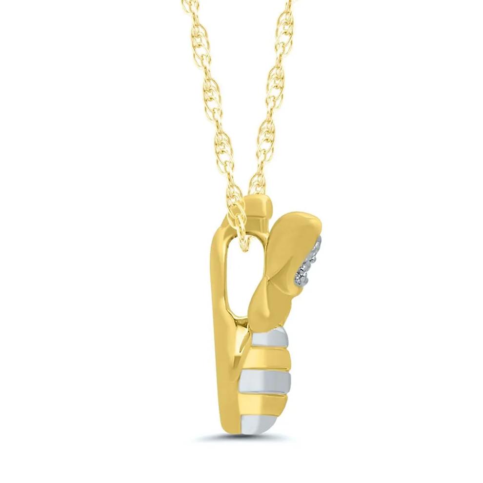 Diamond Honey Bee Pendant in 10K Yellow Gold – Image 2 of 4