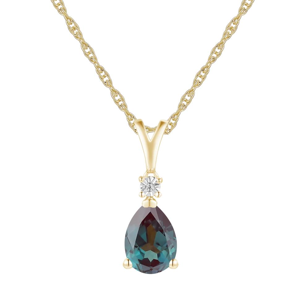 Lab-Created Alexandrite &amp; Diamond Accent Pendant &amp; Earrings Boxed Set in 10K Yellow Gold – Image 2 of 5