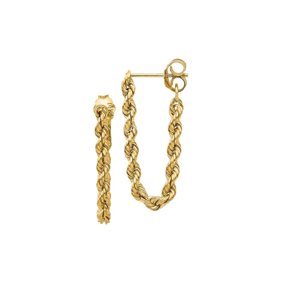 Hollow Rope Chain Drop Earrings in 14K Yellow Gold – Image 1 of 1