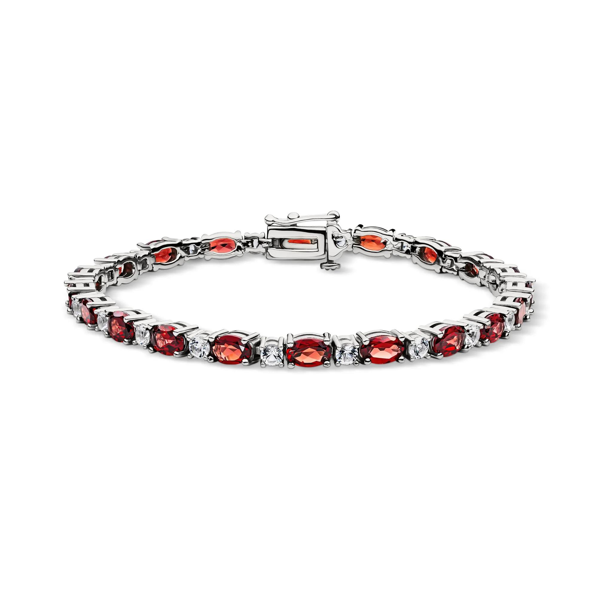 Garnet and Lab-Created White Sapphire Bracelet in Sterling Silver
