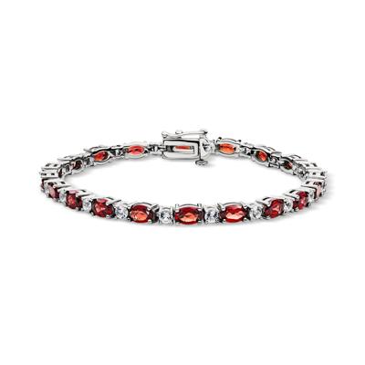 Garnet and Lab-Created White Sapphire Bracelet in Sterling Silver