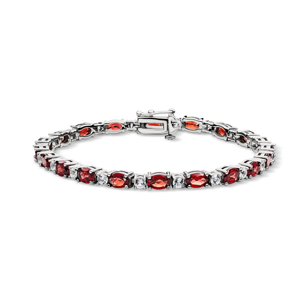 Garnet and Lab-Created White Sapphire Bracelet in Sterling Silver – Image 1 of 2
